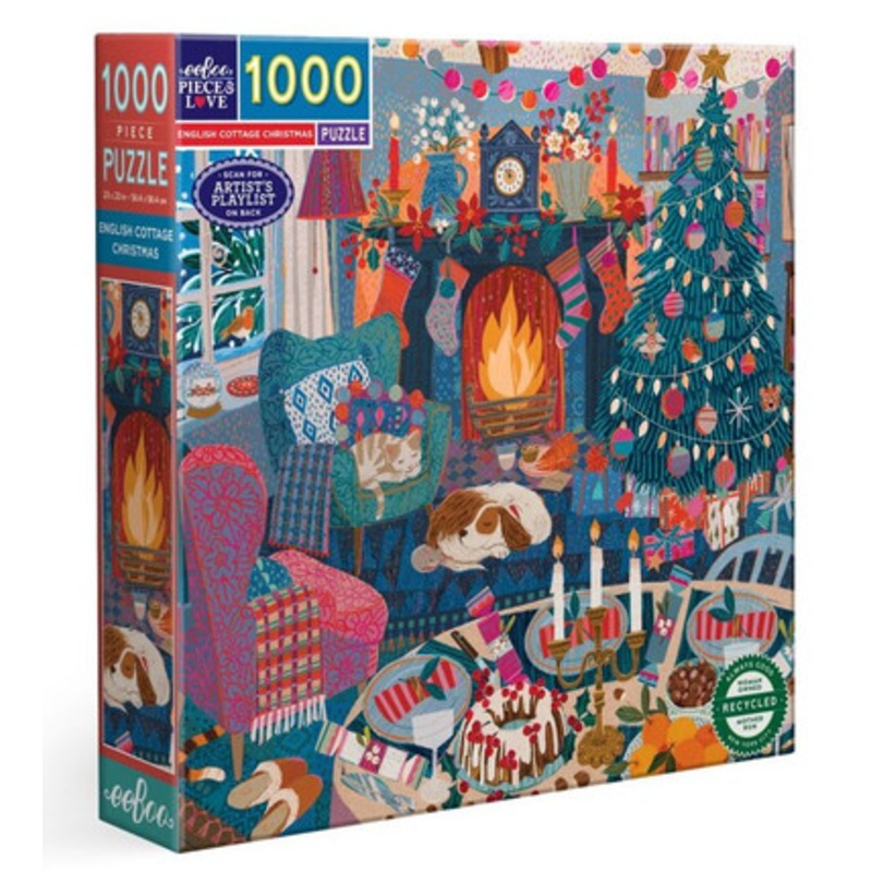 eeBoo 1000pc – English Cottage Christmas Puzzle