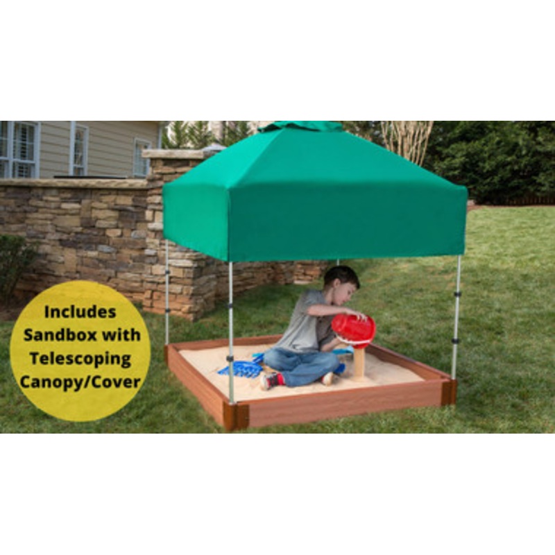 Square Sandbox with Telescoping Canopy and Cover, 5.5H