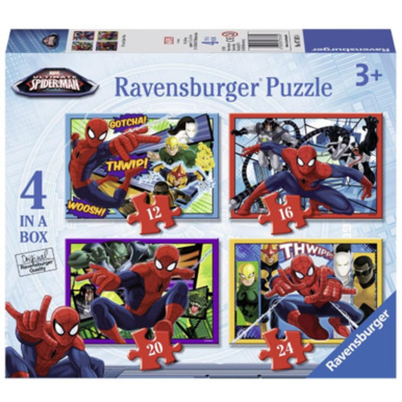 Ravensburger – Marvel Ultimate Spider-Man 4 In A Box Puzzles – 12, 16, 20, 24pc