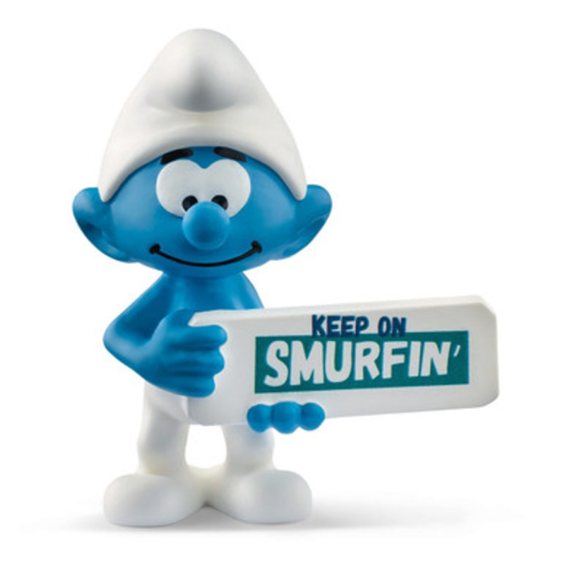 Schleich Smurfs – Smurf with Sign (Keep On Smurfin) 20843