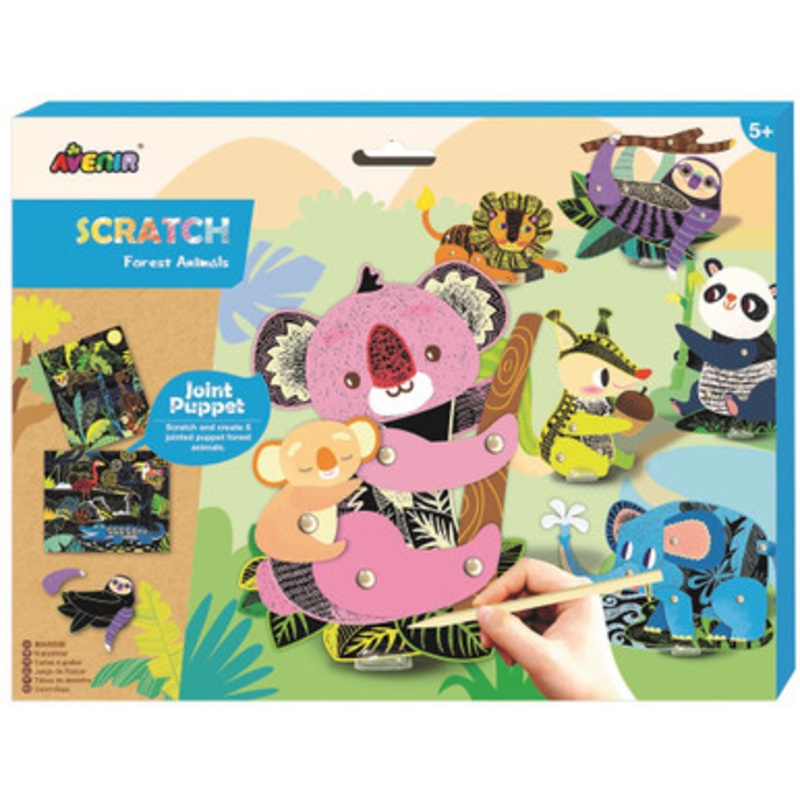Avenir – Scratch Art Joint Puppets – Forest Animals
