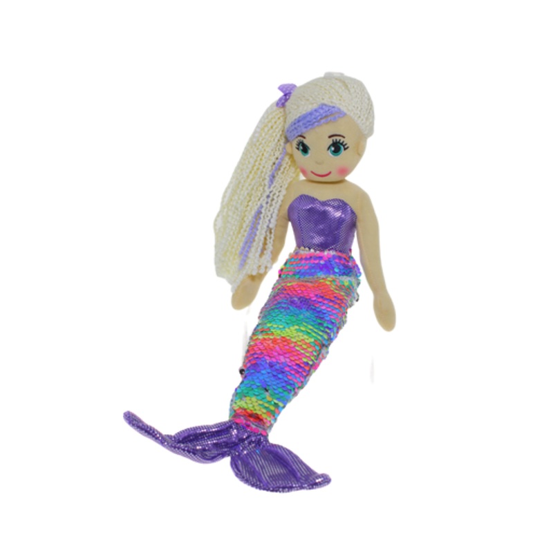Cotton Candy – 45cm VIOLET Purple/Rainbow Flip Sequinned Tail Mermaid