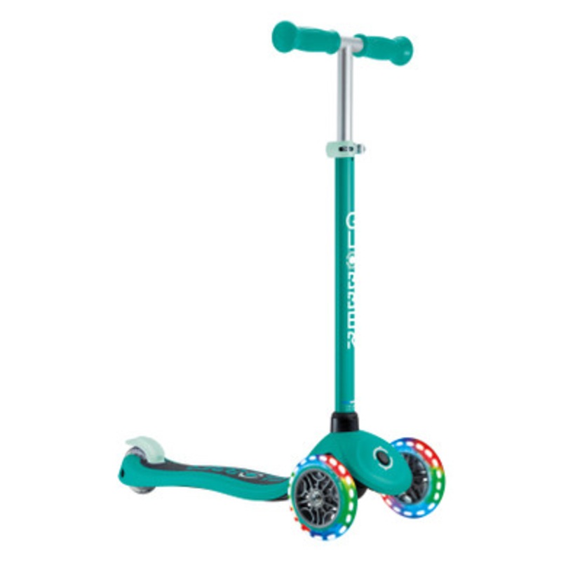 Globber PRIMO V2 Scooter with Lights and Griptape – Emerald Green/ Mint