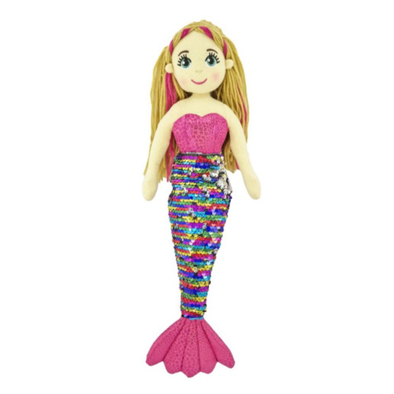 Cotton Candy – 45cm Mermaid AVA Flip Sequin Pink Rainbow with Sequin Tail