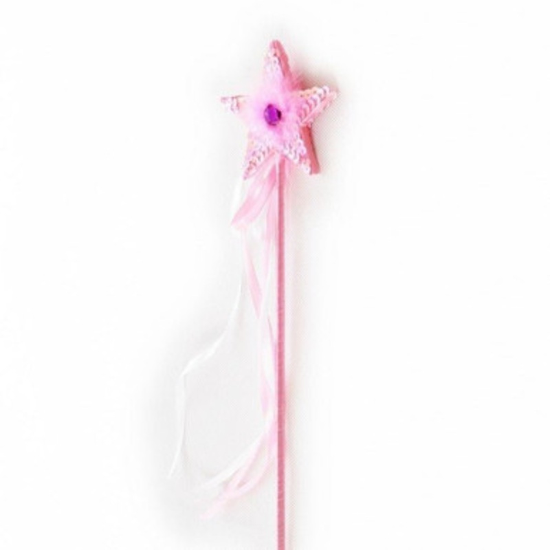 Fairy Girls – Fluffy Star Wand – Light Pink