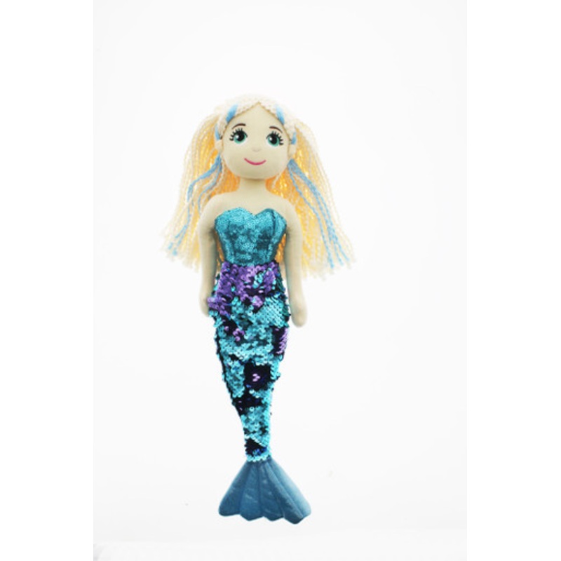 Cotton Candy – 70cm Elsa Blue & Purple Flip Sequinned Tail Mermaid