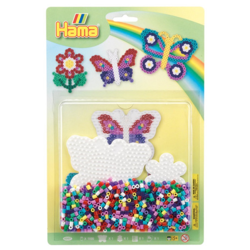 Hama Beads – Large Blister Pack – Butterfly and Flower – 1100 beads