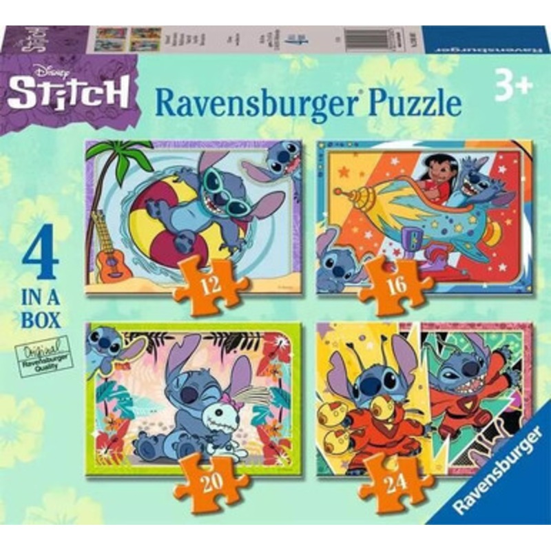 Ravensburger  –  Disney Stitch 4 in a Box – 12, 16, 20, 24pc Puzzles