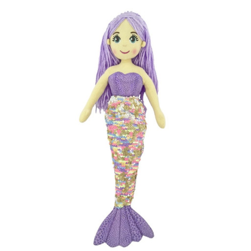 Cotton Candy – 45cm Mermaid STORM Flip Sequin Purple Pastel with Sequin Tail