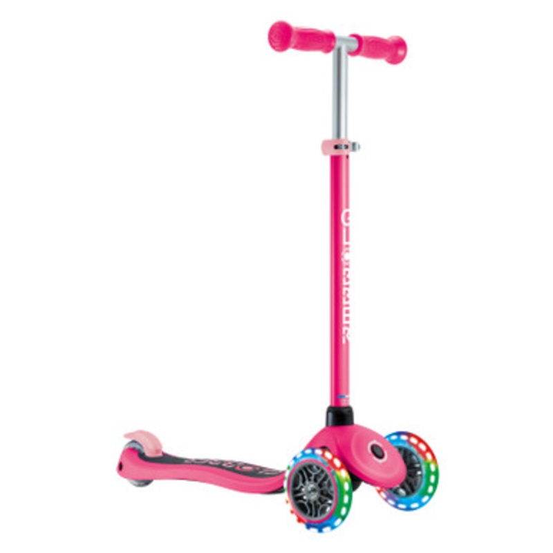 Globber PRIMO V2 Scooter with Lights and Griptape – Fuchsia / Pastel Pink