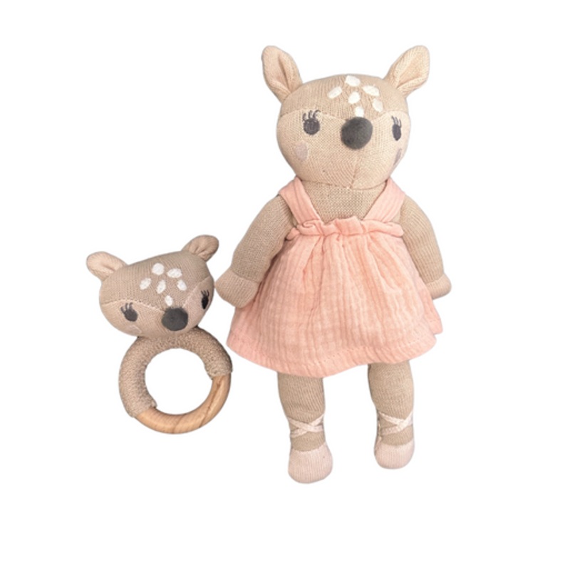 Kaiser Style – Dottie the Deer Plush Toy + Rattle Set