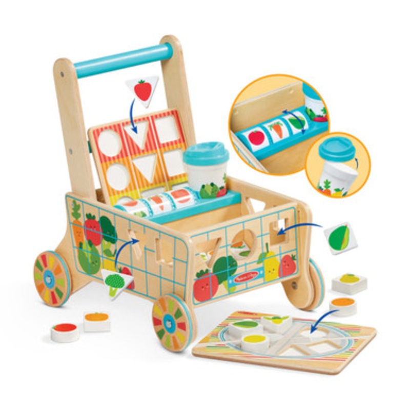 Melissa & Doug –  Wooden Shape Sorting Grocery Cart