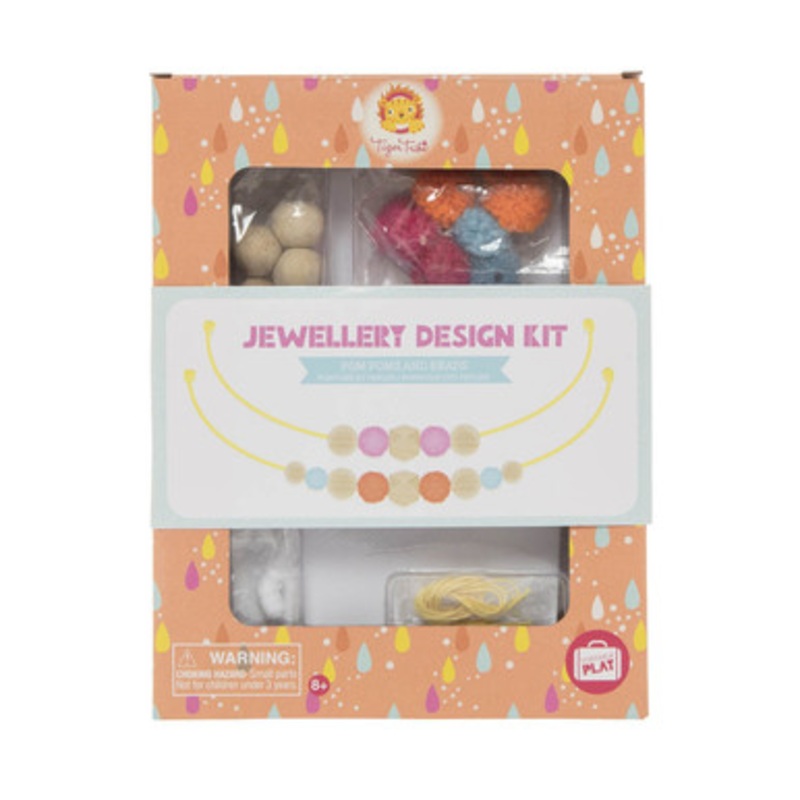Tiger Tribe Jewellery Design Kit – Pom Poms and Beads **Slight Damaged Packaging**