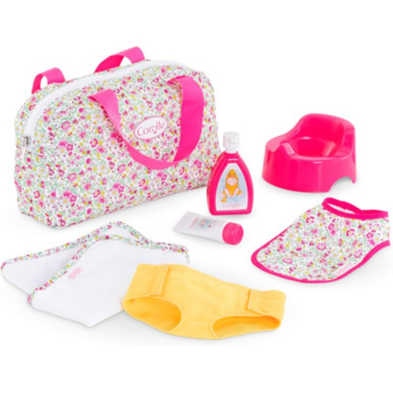Corolle Mon Grand Poupon – Floral Changing Bag & Accessories Set for 36 Dolls