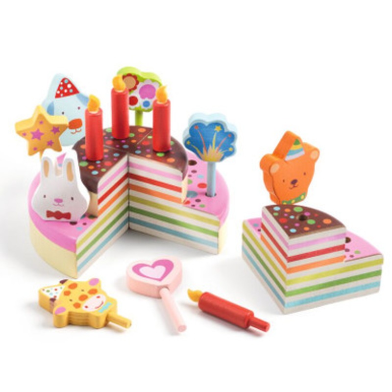 Djeco – 16pc Happy Birthday Cake & Candles Set