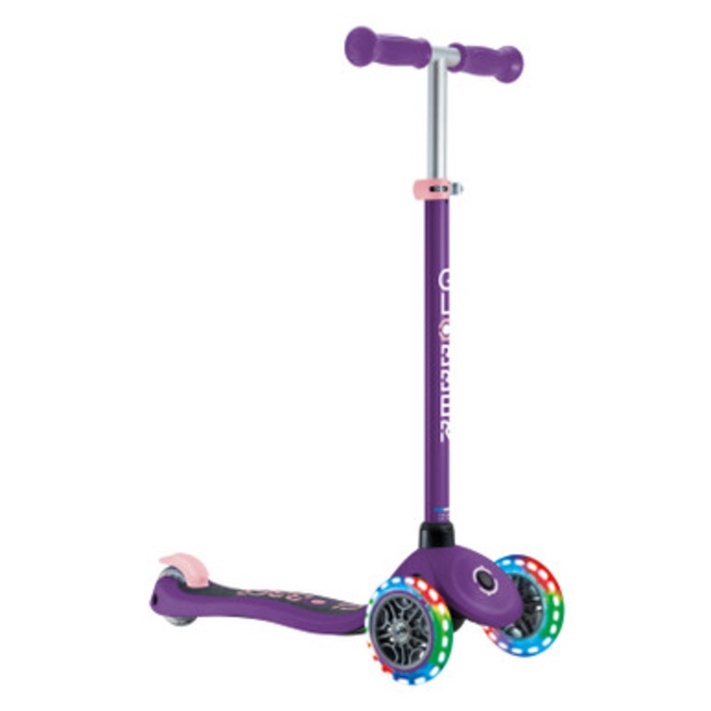 Globber PRIMO V2 Scooter with Lights and Griptape – Purple/ Pastel Pink