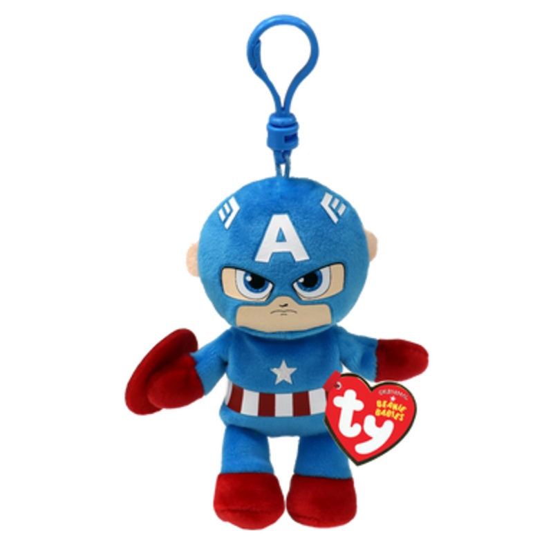 TY Marvel Beanie Babies Soft Clip – Captain America