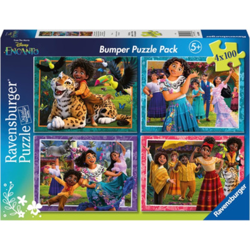 Ravensburger 4x100pc – Disney Encanto Shoes off, Magic on! Bumper Pack Puzzles