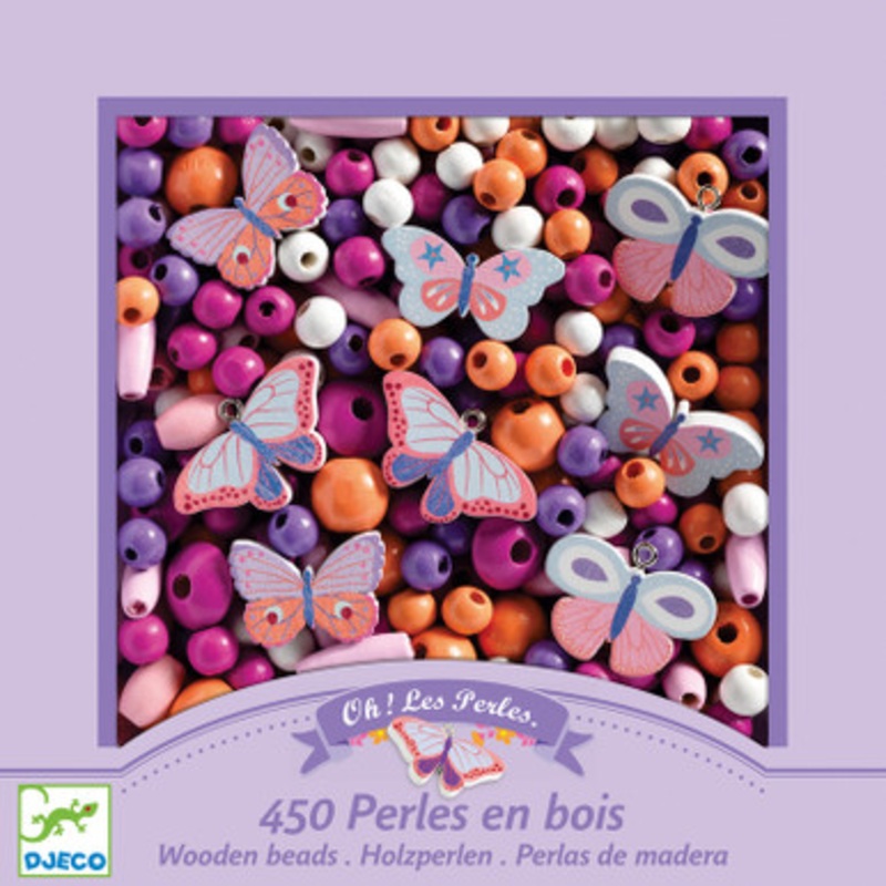 Djeco – Colourful Butterfly Wooden Beads