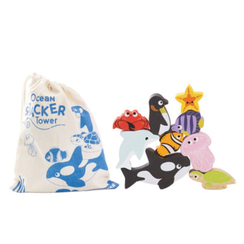 Le Toy Van – Ocean Life Stacking Animals & Bag – 10 Piece