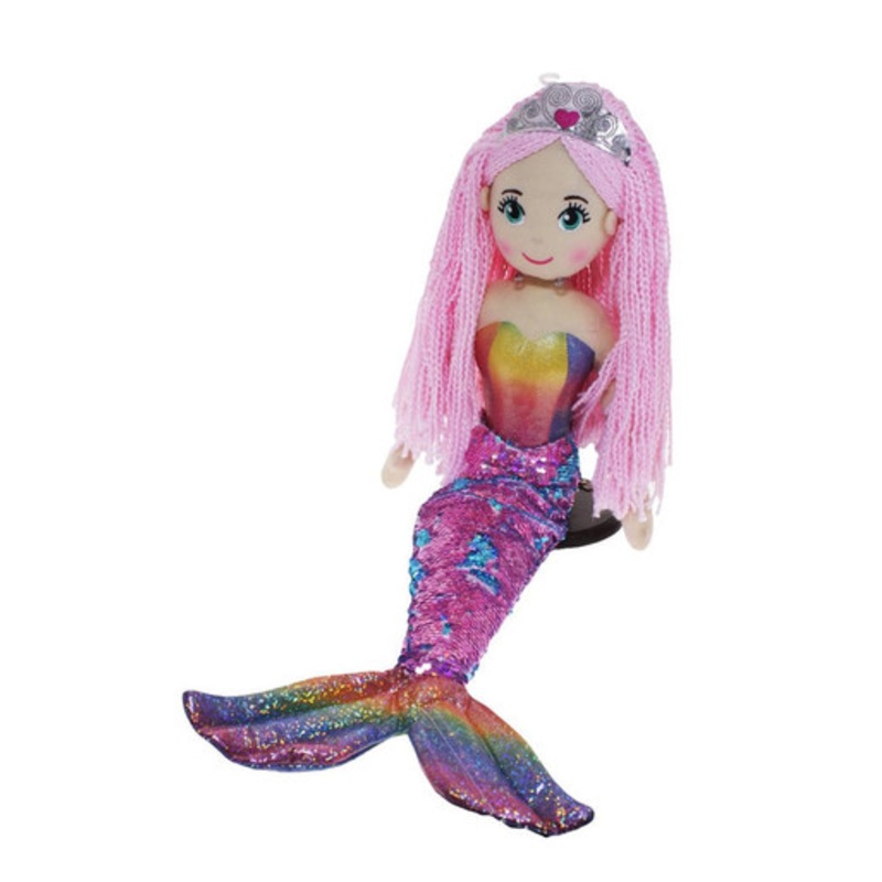 Cotton Candy – 70cm ANA Rainbow/Light Pink Flip Sequinned Tail Mermaid