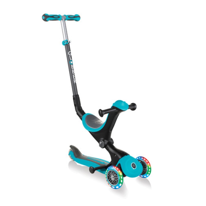 Globber GO UP Deluxe Convertible Scooter with Light Up Wheels – Teal
