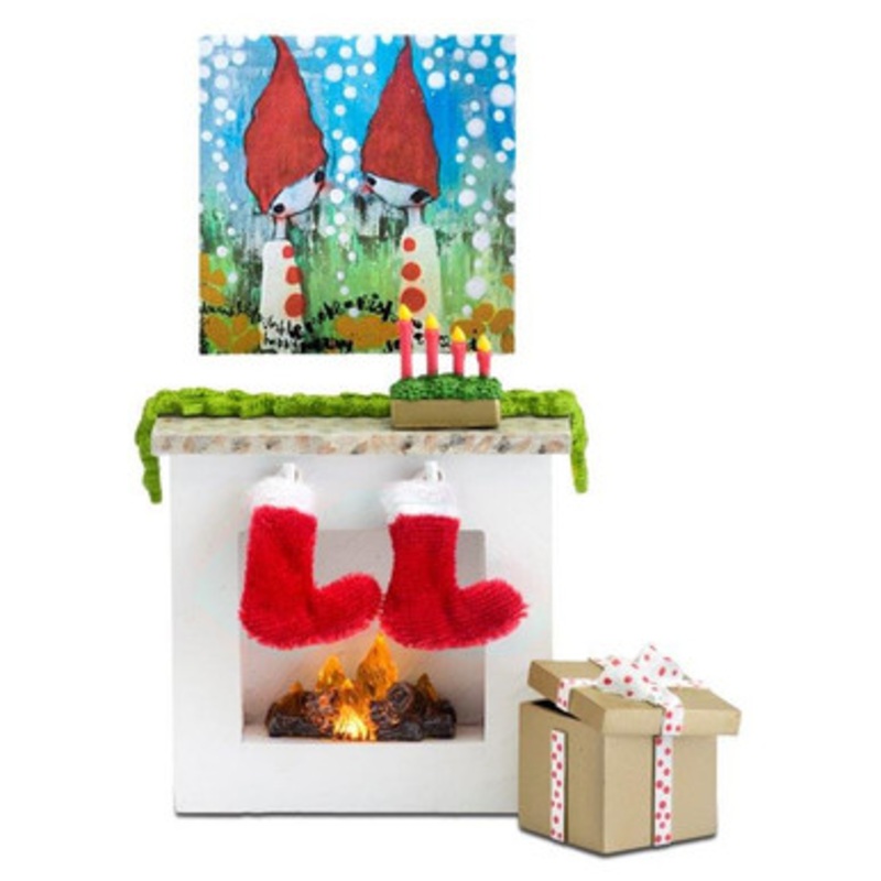 Lundby – Fireplace Set with Christmas Stockings