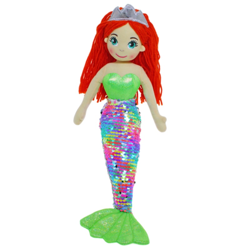 Cotton Candy – 70cm Calypso Green Multi Flip Sequinned Tail Mermaid