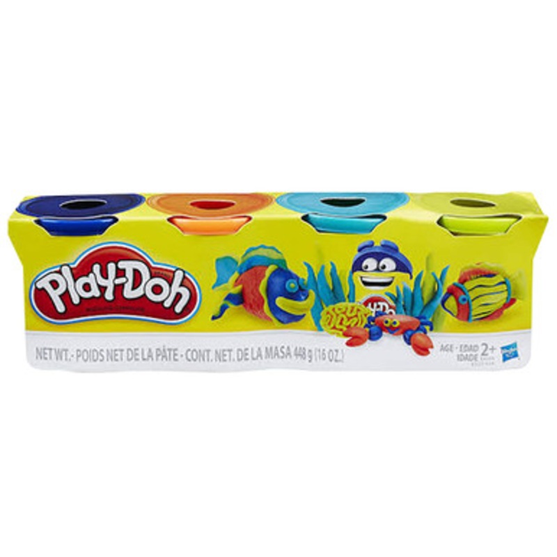 Play-Doh 4 Pack Assorted – Dark Blue/Orange/Teal/Lime Green