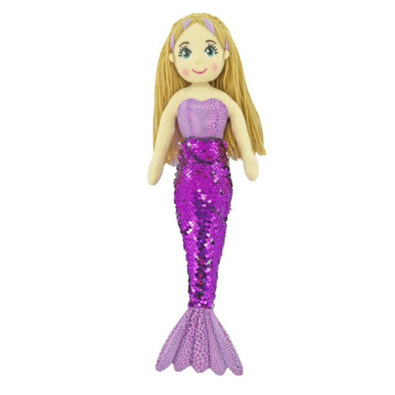 Cotton Candy – 45cm Mermaid NIXIE Flip Sequin Purple with Sequin Tail