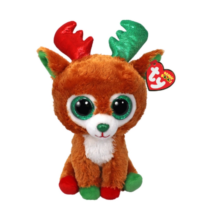 TY Beanie Boos Regular – Christmas Tinseltoes the Brown Reindeer
