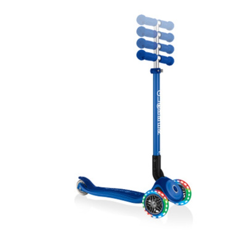 Globber PRIMO Foldable Plus  Scooter with Light Up Wheels – Navy Blue