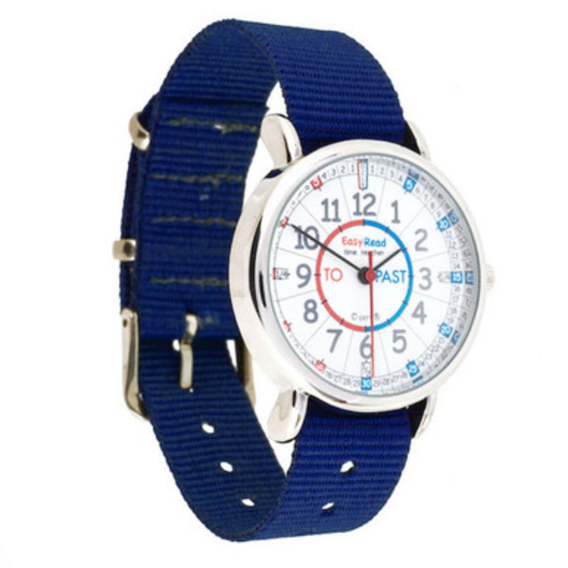 EasyRead Time Teacher Past & To Watch –  Red & Blue Face with Navy Strap