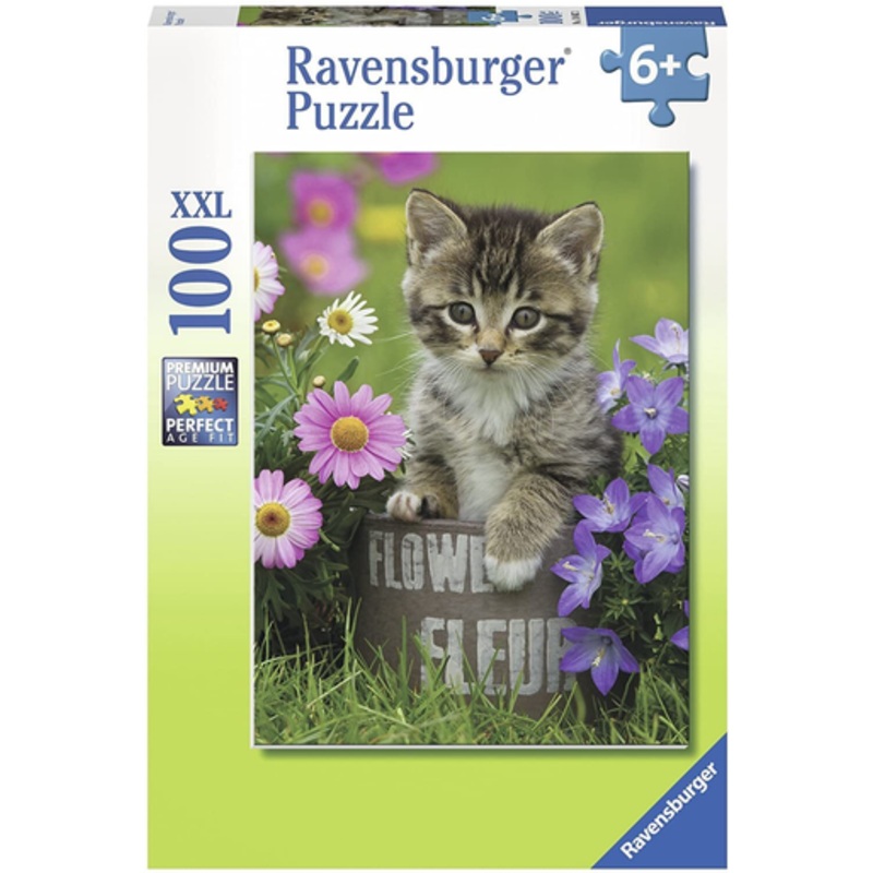 Ravensburger 100pc – Kitten Among the Flowers Puzzle