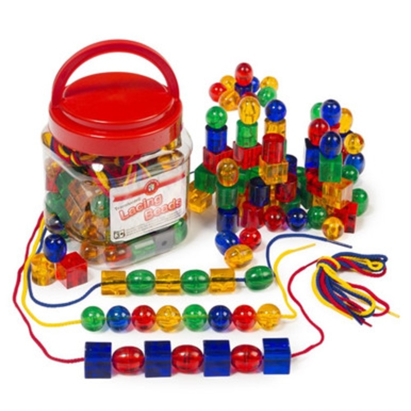 Educational Colours – Translucent Lacing Beads in Jar of 96