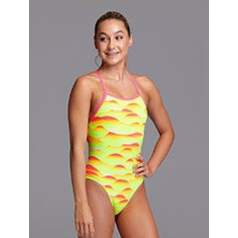 Funkita – Girls Strapped In One Piece Swimmers – Custard Tart