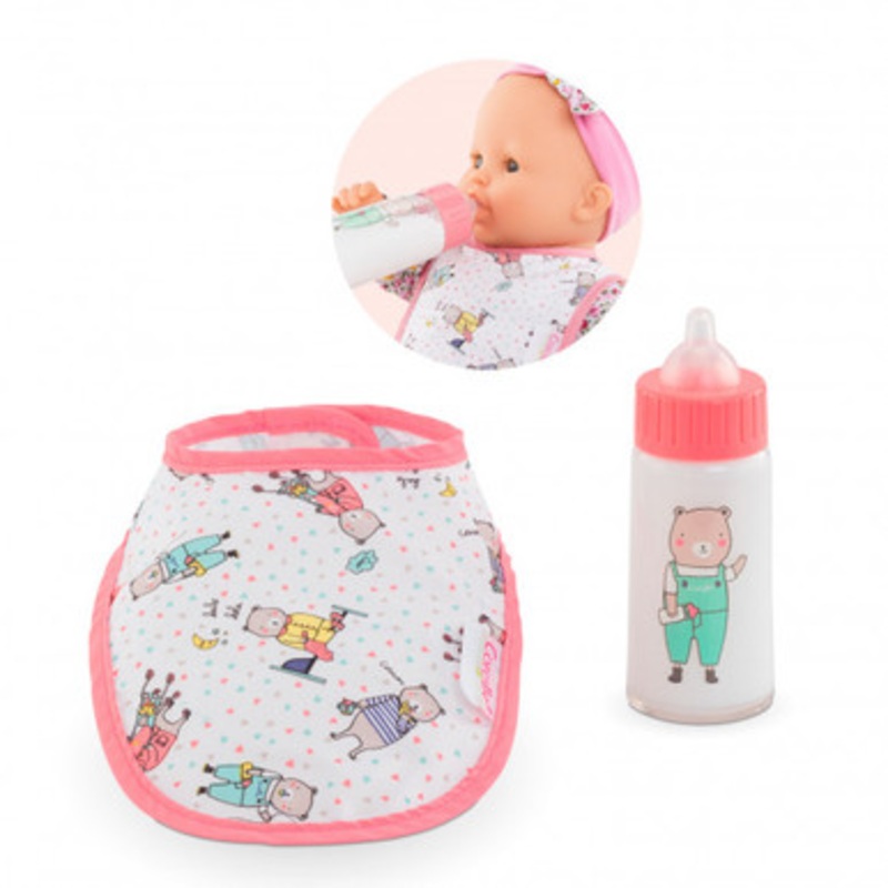 Corolle – Mon Classique Bib and Magic Milk Bottle for 36 & 42cm Baby Dolls
