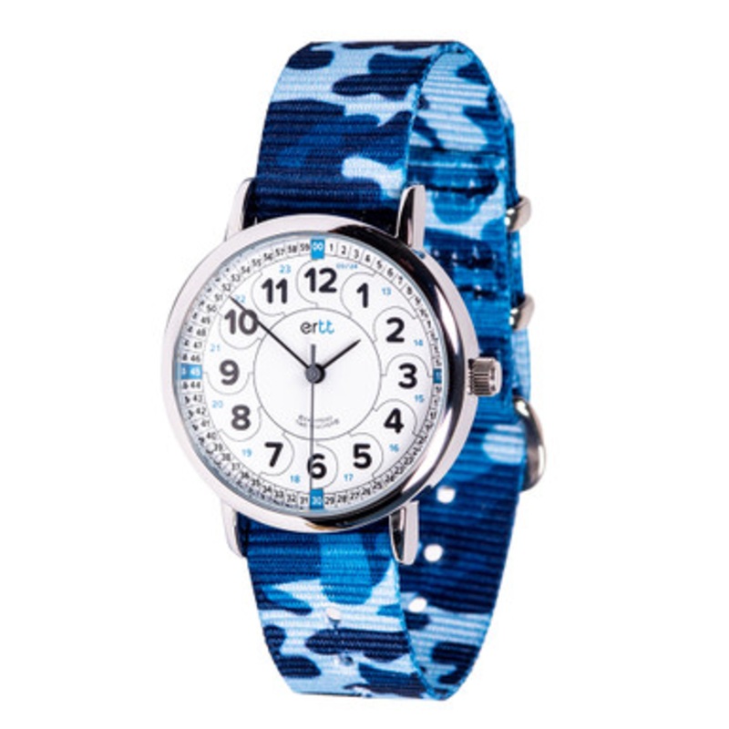 EasyRead 12/24 Hour Time Teacher Watch – Blue Camo Strap with White Face