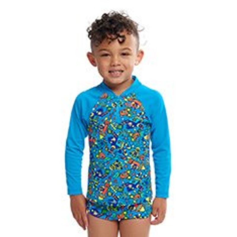 Funky Trunks – Toddler Boy’s Zippy Rash Vest – Beep Beep