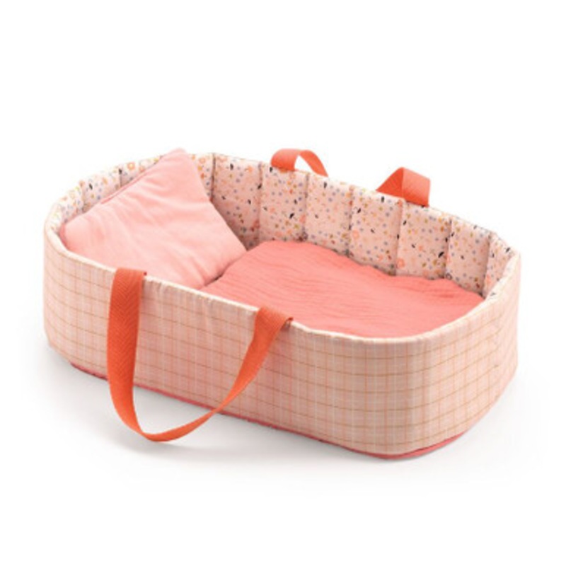 Djeco – Pomea Collection – Pink Lines Doll Bassinet