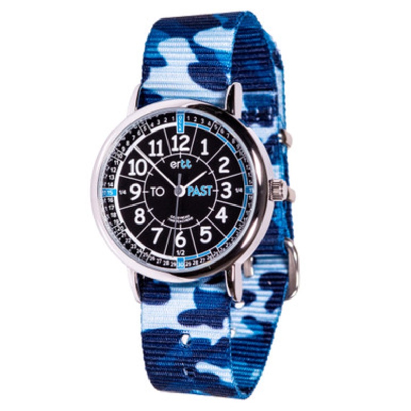 EasyRead Past & To Time Teacher Watch –  Blue Camo Strap with Black Face