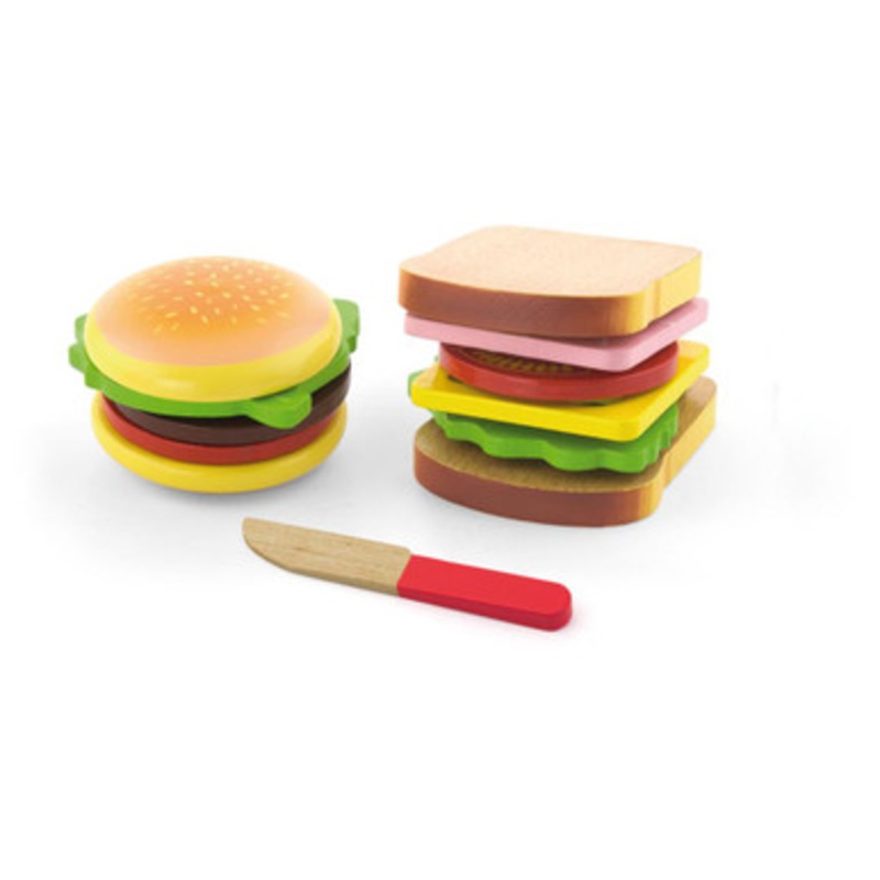 Viga Toys Play Food – Hamburger and Sandwich