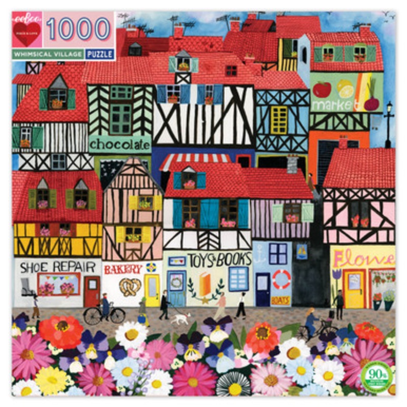 eeBoo 1000pc – Whimsical Village Puzzle