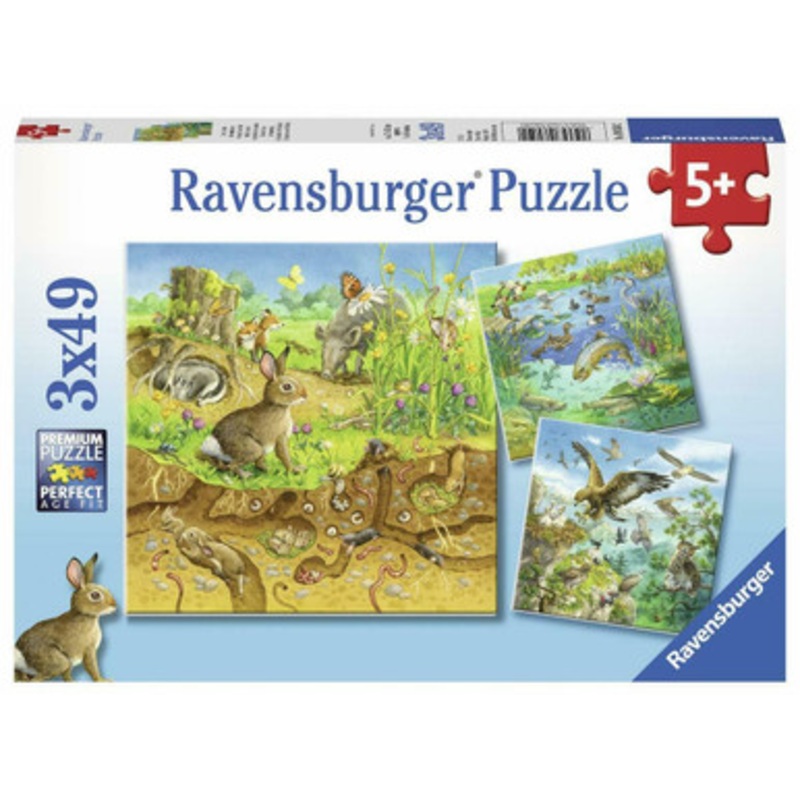Ravensburger 3x49pc – Animals in their Habitats Puzzle