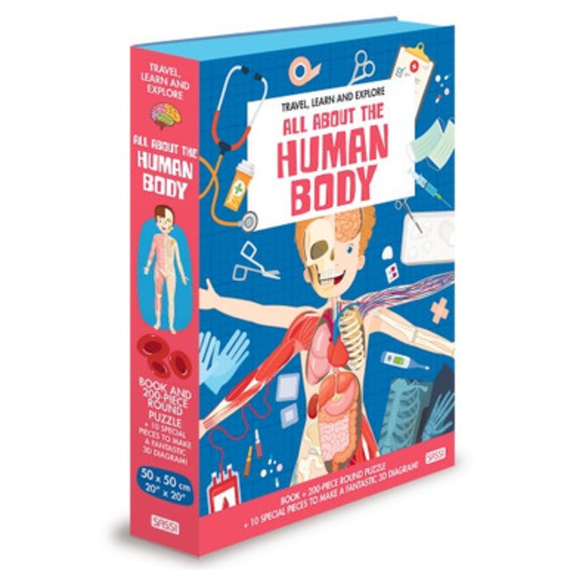 Sassi Travel, Learn and Explore Book and Puzzle Set – All About The Human Body, 200 pcs
