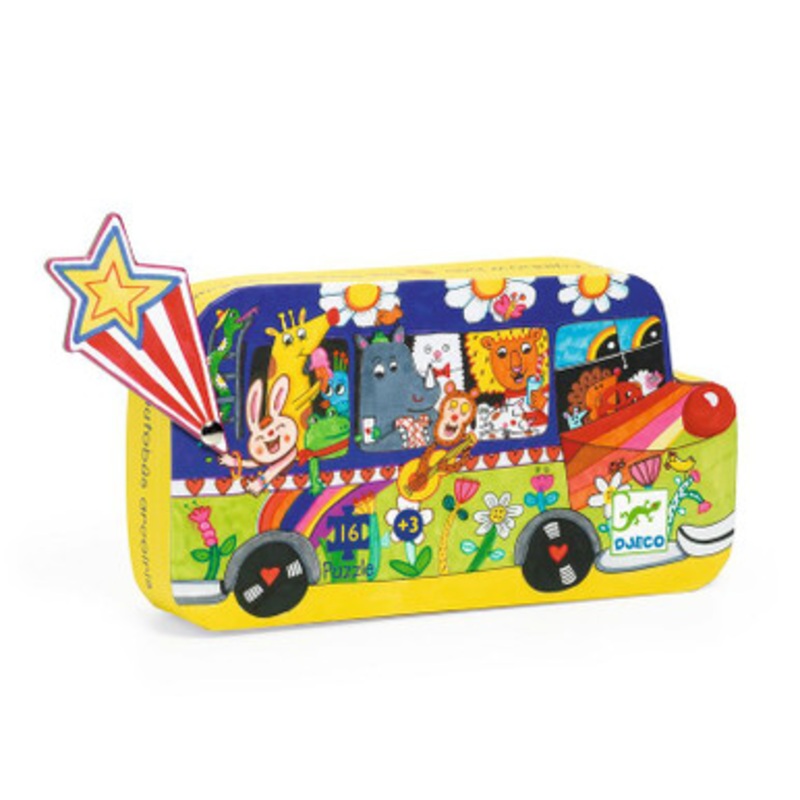 Djeco – The Rainbow Bus 16pc Silhouette Puzzle