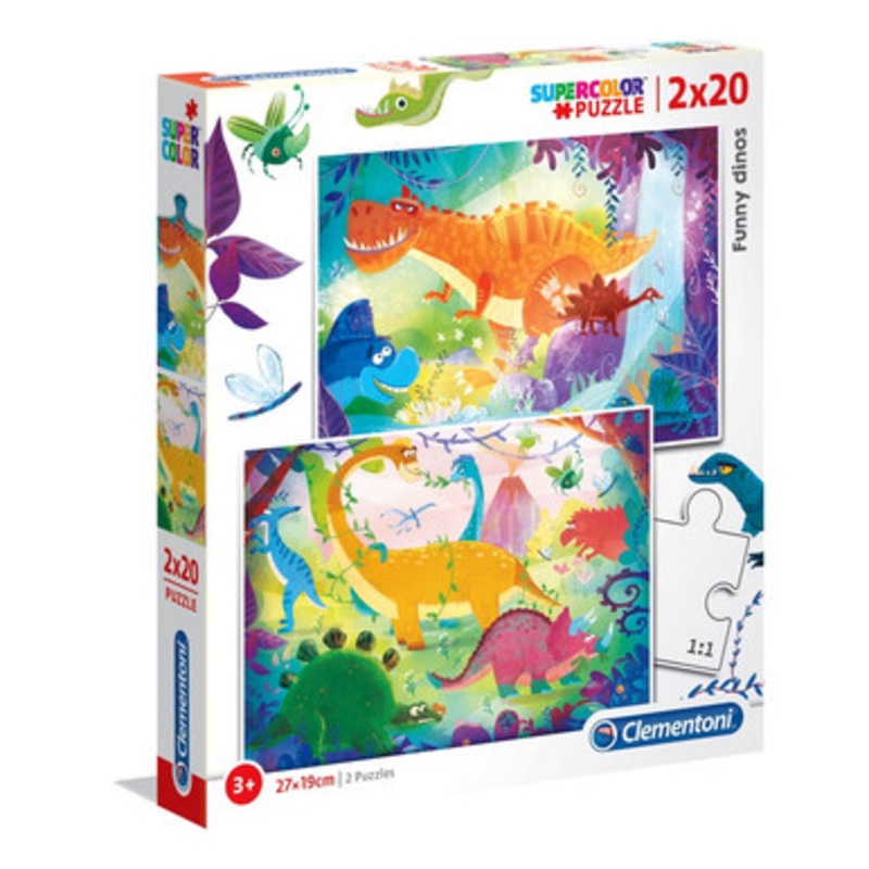 Clementoni Puzzles – 2x20pc Funny Dinos