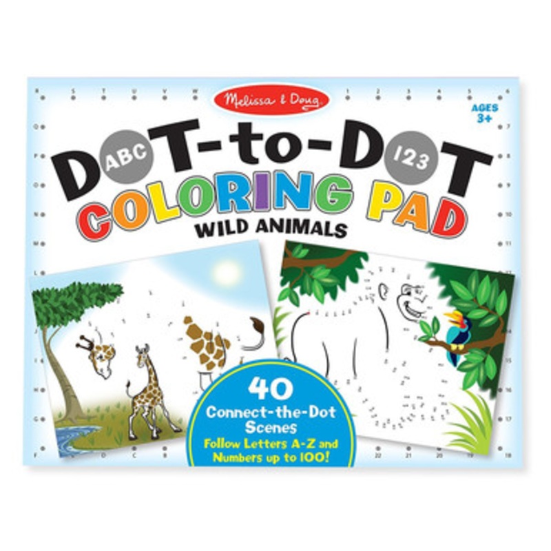 Melissa & Doug  ABC 123 Dot-to-Dot Colouring Pad  Wild Animals