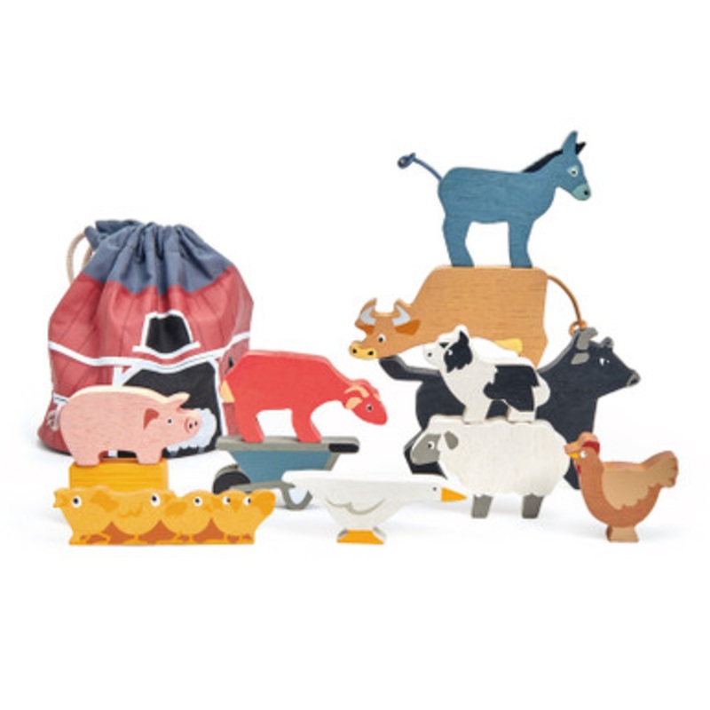 Tender Leaf Toys – Stacking Farmyard Animals with Bag