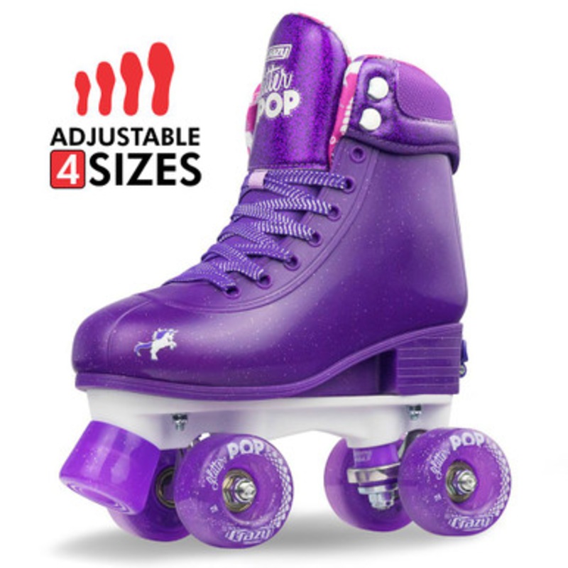 Crazy Skates – Glitter Pop Size Adjustable Roller Skates – Purple